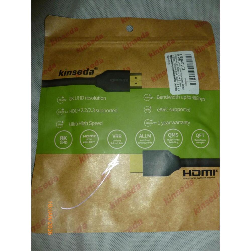 2 NEW KINSEDA 3FT 8K Ultra HD‎ High-Speed HDMI UHD VRR ALLM QMS QFT